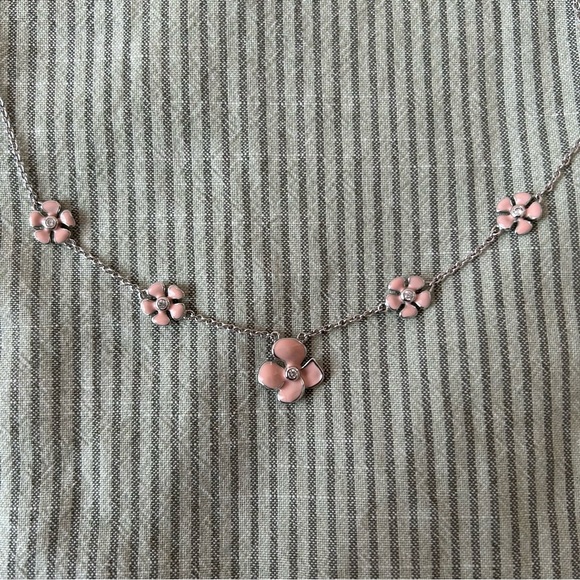 Pink Flower Silver Necklace - Picture 1 of 4